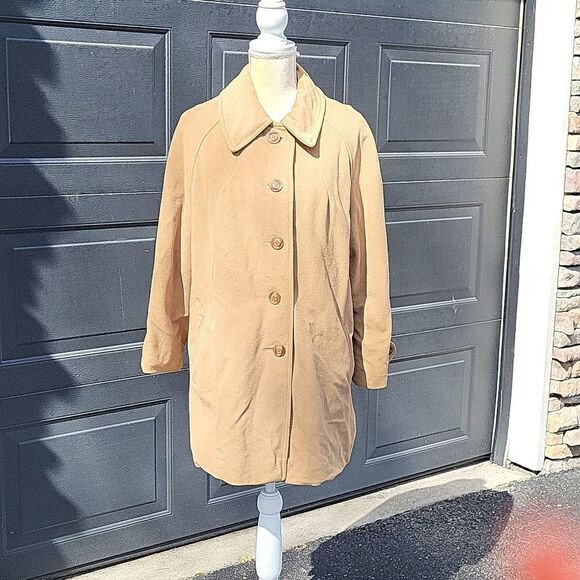 Vintage Kashmiracle Tan Coat Size L/XL Cahmere Like - Picture 1 of 13